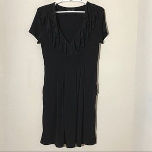 Max & Cleo VNeck Ruffle Babydoll Dress Black Sz M